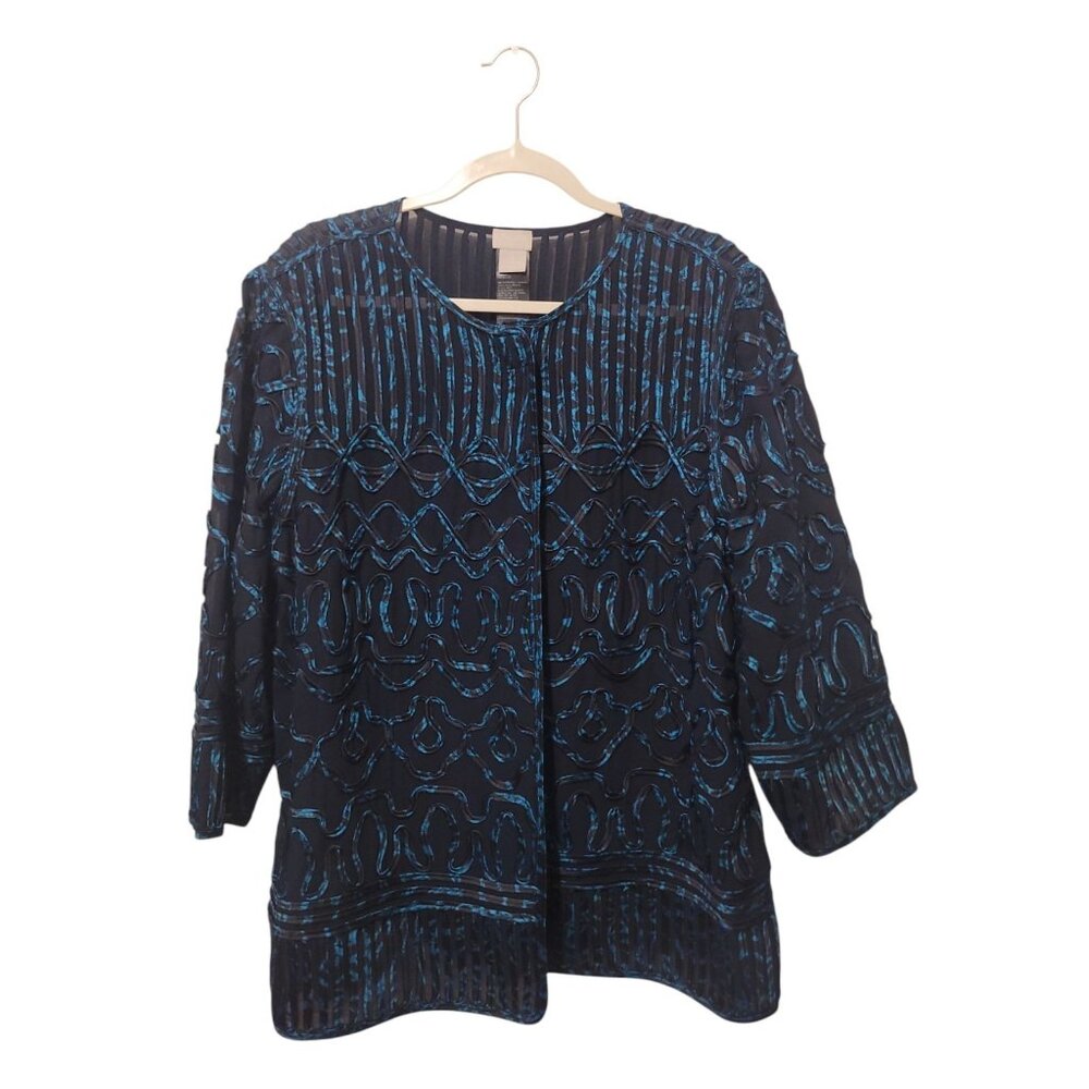 Chico's Travelers Art To Wear Magnetic Snap Cardigan Size 3 Mother of the Bride